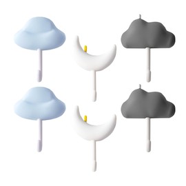 AGLOO Moon Cloud Wall Hooks Key Holder– Adhesive Wall Hooks for Keys Towels Hats Coat, Decor for Kids Room Bathroom and Entryway