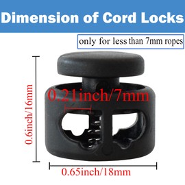 J.CARP 30Pcs Black Plastic Heavy Duty Cord Locks, Double Hole Drawstring Stopper Fastener for No Tie Shoelaces, Hoodies, Pants Closures and More