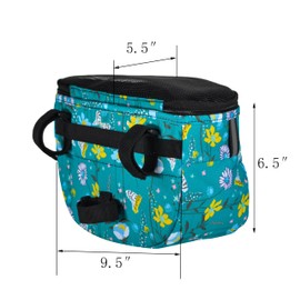 Remobia Hicol Kids Bike Basket,Durable Front Frame Bicycle & Scooter Basket Bag,Waterproof Fabric Bicycle Handlebar Bag for Boys, Girls, Toddlers with Zipper Mesh Lip (Light Blue Flower)