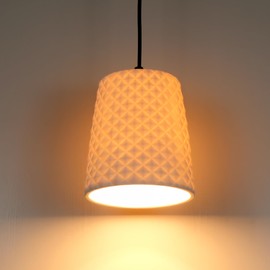 Homebelife Transparent White Ceramic Pendant Light Fixture, 7.5 Inches Height Adjustable Hanging Lamp in Modern Nordic Style, Matte Black Finished