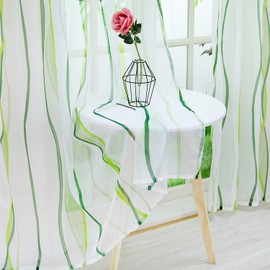 Eslir Transparent Tab Top Curtains, Wavy Pattern, Voile, Pack of 1