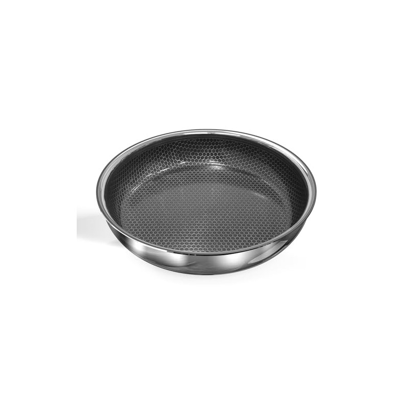 DUXANO 10'' Hybrid 3-Ply Stainless Steel Skillet with 2-Layer Ceramic