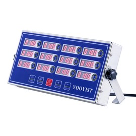 YOOYIST Precision Kitchen Timers for Cooking – 12 Channel Commercial Kitchen Timer Restaurant Kitchen Supplies – Stainless Steel Digital LED Chef Cooking Timer – Reminder Function, Loud Alarm, Blue