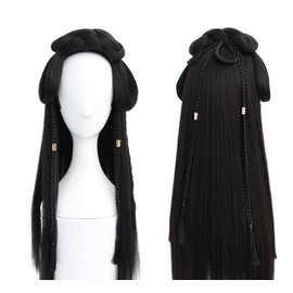 Chinese Style Hairdressing Loafing Hair Wig, Easy to Wear Headband Wig, Cosplay Wig, Ancient Imperial Court, Woman, Celestial Maiden, Photo Shoot (Design A)