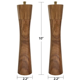 Salt and Pepper Grinder set,10inch Acacia Wood salt and pepper grinders refillable kit with Adjustable Coarseness, salt and pepper shaker Tableware Gifts (Acacia wood color 2PCS)