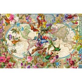 Ravensburger - Flora & Fauna World - 3000 Piece Jigsaw Puzzle - Stunning Vivid Colors - Bright Birds, Butterflies, Flowers & Leaves - Frameable - Premium Quality - Puzzles for Adults
