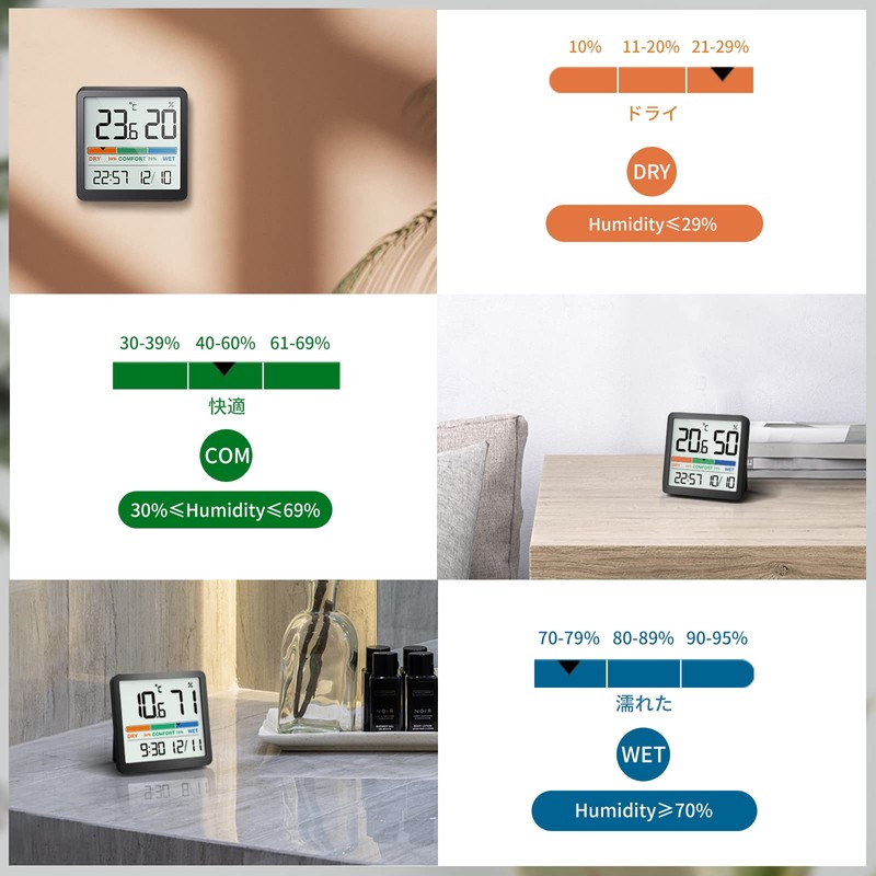 NOKLEAD Thermo-Hygrometer, Digital Hygrometer, Indoor Thermometer, Wall Mounted, Table Stand,