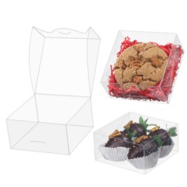 ROSPAKTEK ROSPAKTEK 50pcs 4x4x2 Inch Plastic Clear Pastry Boxes - Cookies, Doughnuts, Truffles, Brownie, Cake, Chocolate Covered Strawberries & Treat Boxes for Party Favors & Wedding