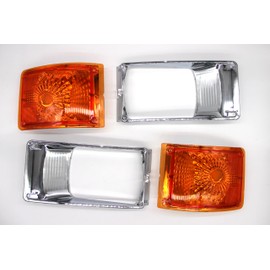 Headlight Bezel and Turn Signals - Compatible with International 4900 Truck - Front Headlamp Surround and Signal Light Set