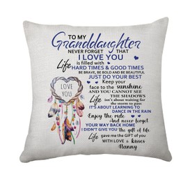 Hasodeo Granddaughter Birthday Gifts Cushion Cover Pillow Cover from Nanny Inspirational Throw Pillow Cover for Granddaughter Graduation (from Nanny)
