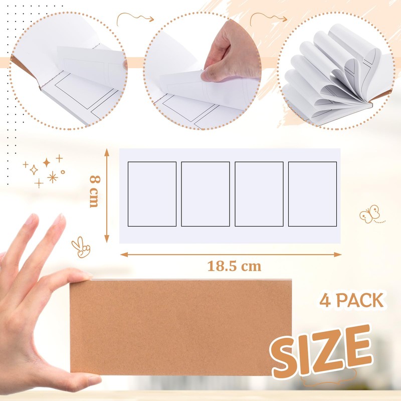 Colarr 4 Pcs Mini Blank Comic Book Kraft Grid 7.3