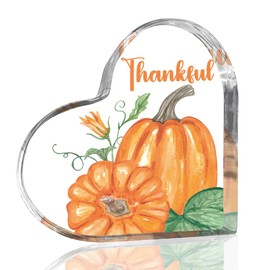 Fall Thankful Decor Fall Decorations for Home Cute Autumn Thanksgiving Acrylic Sign Decor Autumn Pumpkin Heart Acrylic Sign 4 x 4 inches