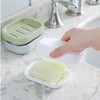 BAOKUANHU 4 Pack Plastic Soap Dish, Soap Container, Double Layer