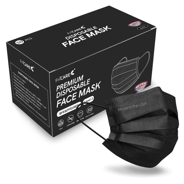 FriCARE Made in USA Disposable Face Masks, 4-Ply ASTM Level
