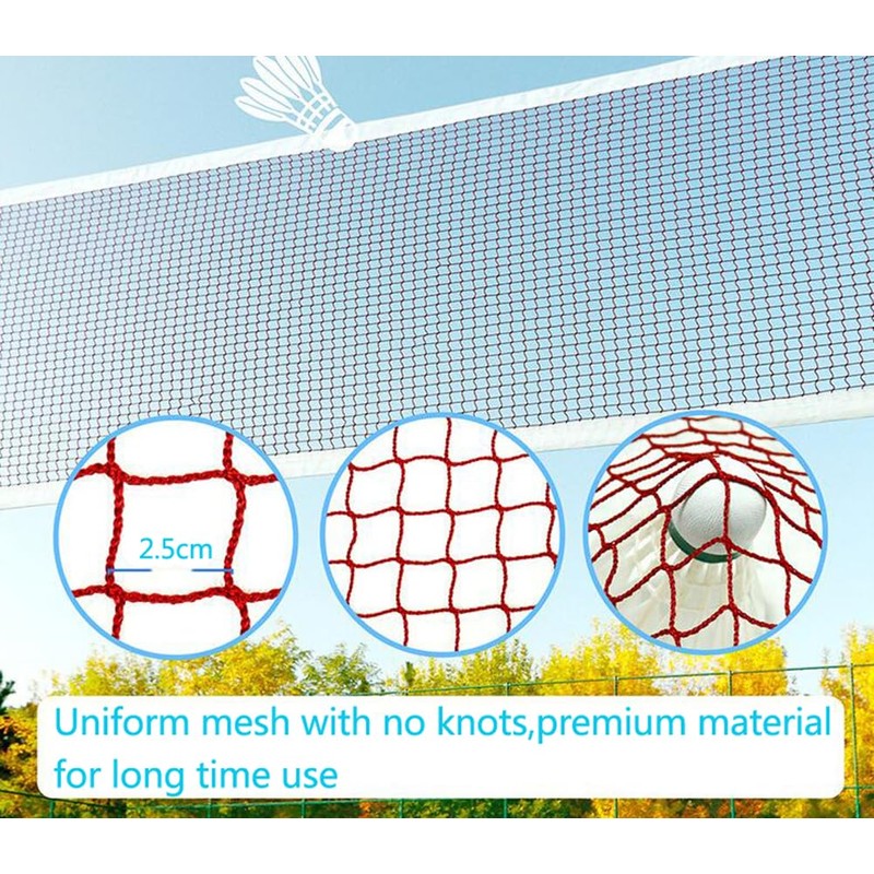 Green Badminton Net with Rope Cable Single-Edged Volleyball Net Outdoor
