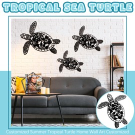 Gisafai 3 Pieces Sea Turtle Wall Decor Iron Ocean Turtle Canvas Wall Decor Beach Theme Art Decorations Hanging Turtle Sea Life Wall Art for Indoor Outdoor Bathroom Office Wall Decor