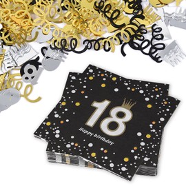 40 Stück 18 Geburtstag Junge Servietten, 18. Geburtstag Deko, 33 x 33 cm Papierservietten, Tischdekoration Für Geburtstagsfeiern Und Familienfeiern