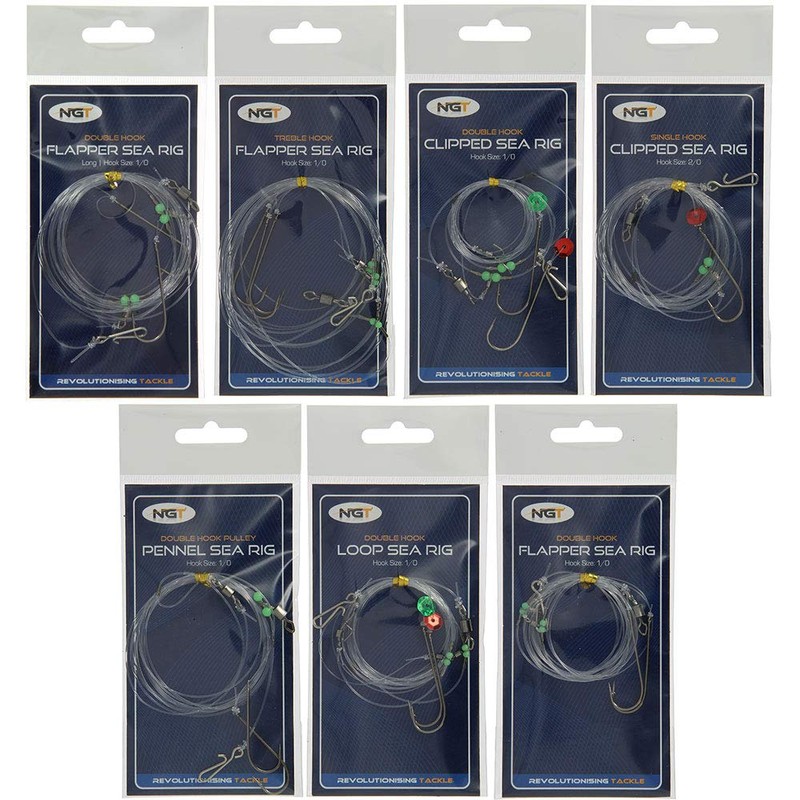 NGT 7x Sea Fishing Rigs Flapper Pennell Clipped Flattie Cod