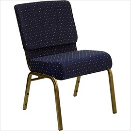 21'' Extra Wide Navy Blue Dot Stacking HERCULES Church Chair with 4'' Thick Seat - Gold Vein Frame