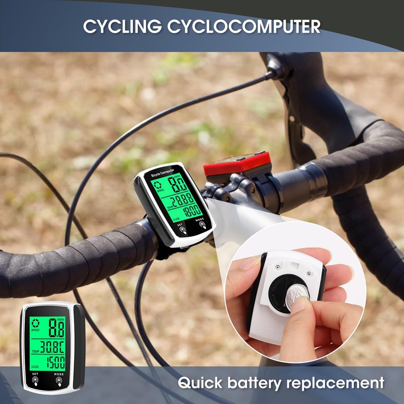 Vidacharmy 2.4 Inch Multifunctional Waterproof Bicycle Odometer with LCD Backlit