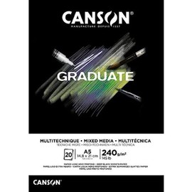 Canson Graduate Mix Media C31250P019 A5 20 Sheets Fine Black Notepad 240g