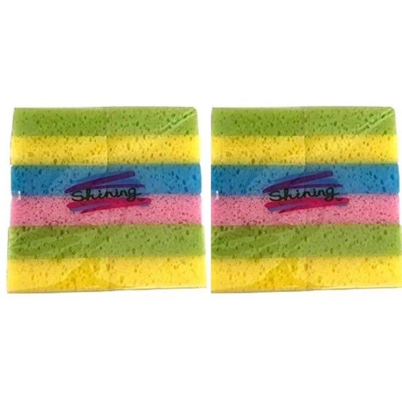 Shining 2 Packs 12 Pieces Shining Multi-Use Cleaning Sponge Kitchen