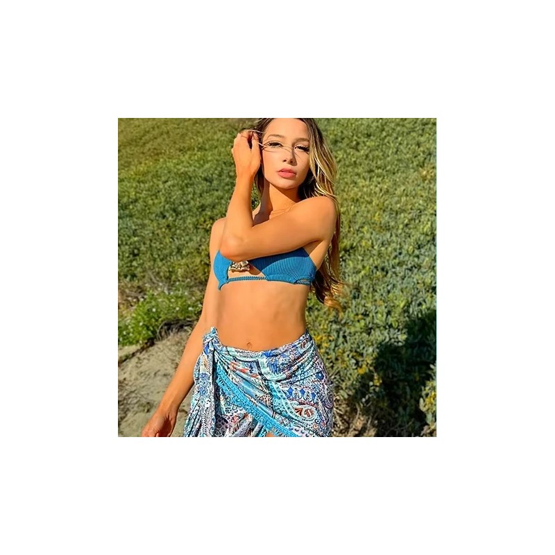 ZAFUL Slit Skirt for Women Boho Print Tie Side Wrap