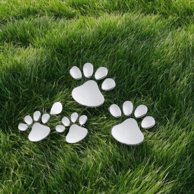 MINGZE 4pcs 3D Chrome Dog Paw Footprint Car Sticker, Auto