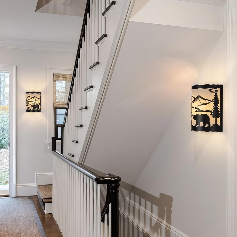 Monaxon Farmhouse Bear Wall Sconce Light with Shade, E26 Base