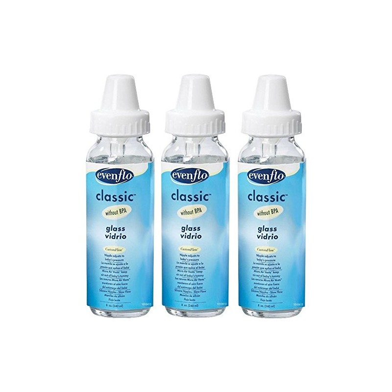 Evenflo - Botella de cristal clásica (3 unidades, 8 oz)
