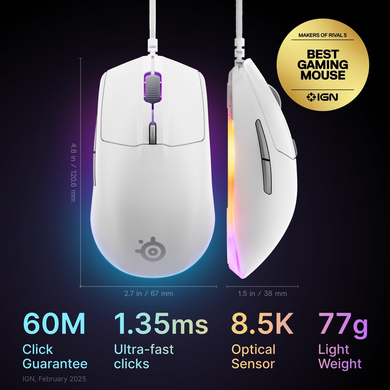 SteelSeries Rival 3 Gen 2 Gaming Mouse — 8500 DPI