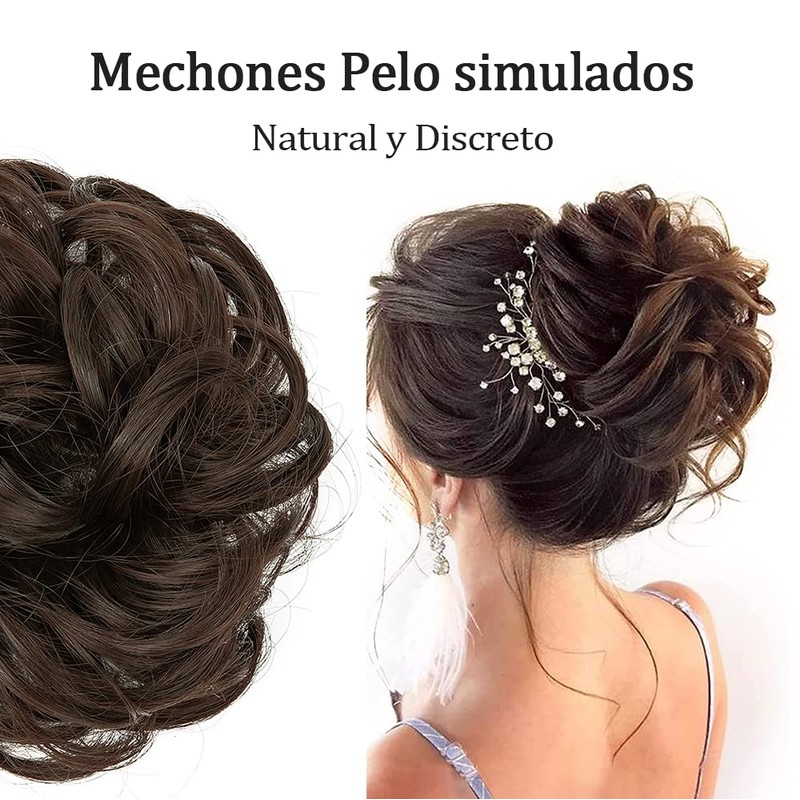 2 Piezas Extension de Cabello Moño Desordenado, Cabello Postizo Natural,