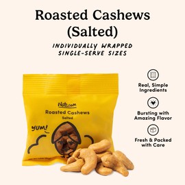 Nuts.com – Roasted Cashews (Salted Single Serve) — Creamy & Savory Flavor, Healthy Snack for Adults & Kids, Good Source of Protein, Fiber, Calcium, Iron & Healthy Fats – Vegan & Gluten-Free – 24 Pack