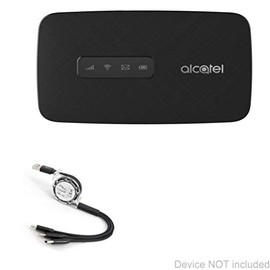 BoxWave Cable Compatible with Alcatel LINKZONE Mobile Hotspot - AllCharge miniSync, Retractable, Portable USB Cable - Jet Black