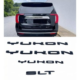 Yoaoo Set 4pack OEM Two Door Yukon Plus Tailgate Yukon SLT Emblems Letter Badge 3D Compatible with Yukon Denali 2019-2025 84831809 Shiny Black