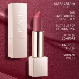 BEAUTY SEARCHER Lipstick, Metallic Shine Finish Lip Balm Glossy Hydrating Nude Velvet Red Long-Lasting Moisturisation Luxury Lip Stick Makeup # 01 Love Burgundy