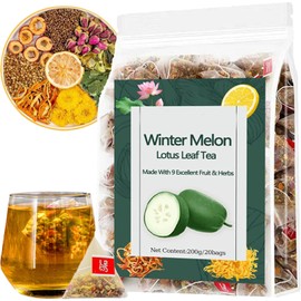 Winter Melon Lotus Leaf Tea, Oil Cleansing Tea for Liver & Kidney 20Bags/Box, Chrysanthemum Wax Gourd Lotus Leaf Herbal Teabag, 9 Ingredients Natural Blend Formula (1)