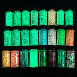 s Luminous Glitter Set 24 Bottles 56g/Bottle Chunky Glitter Powder for Resin Arts Crafts Body Face Nail Tumblercolor: Set21-12 mix colors/ Chunky Glitter