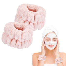 Dorbetar Microfiber Face Wash Wristbands Pale Pink for Women Kids