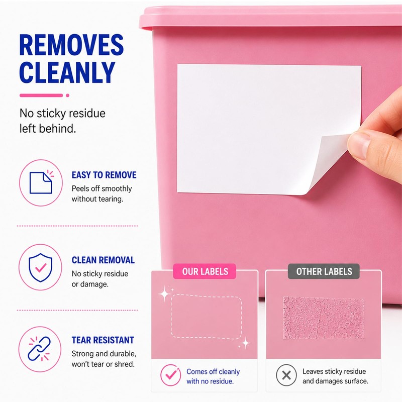 Ftumertly 4 x 6 Inch Removable Labels for Storage Bins,