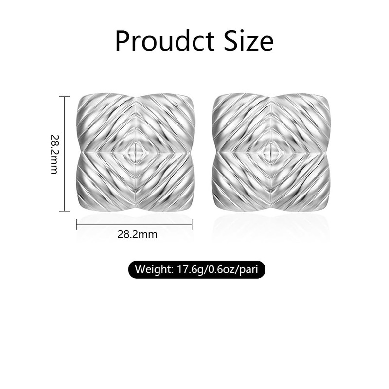 FFWTPY Women's Earrings Hypoallergenic Square Stainless Steel Earrings Trendy Commuting