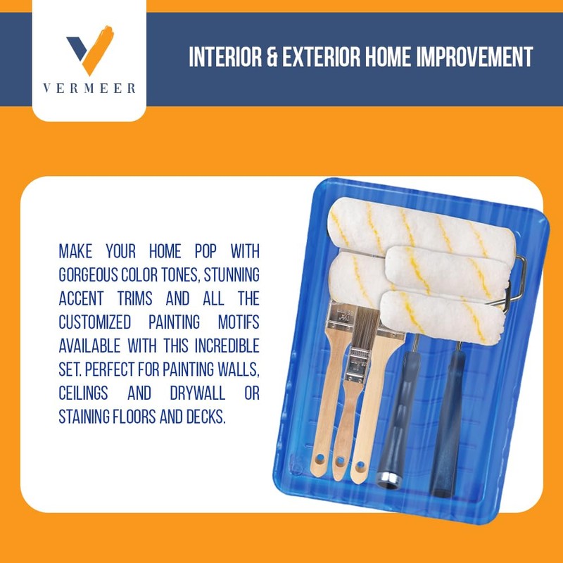 Vermeer Paint Roller Kit - 10-Piece All-in-One Plastic Tray with