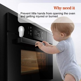EUDEMON Child Safety Heat-Resistant Oven Door Lock, Oven Front Lock for Kids Easy to Install, Use Adhesive,No Screws or Drill (1 Pack,White)(ONLY for Flat Surface)