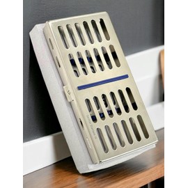 1 Each Sterilization Rack Box with 7 Place Holder Slots Autoclave Casssette - German Stainless Steel CE - Artlab (Blue)