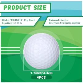AHEJIOO Golf Balls, Golf Ball, High-Quality Rubber Ball, Mini Golf Balls, Golf Balls, Vice Golf Balls, Putting Mat, Golf Balls Colourful, Golf Training (Pack of 4)