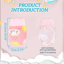 toresper No Scratch Baby Mittens Newborn Infant Toddler Mittens Soft Elastic Wrist Gloves Mitten for 0-6 Months Boys Girls (Pink)