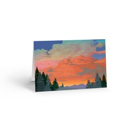 Stonehouse Collection Forest Sunset Note Card - 10 Boxed Cards & Envelopes - Bright Sky(Forest Sunset)