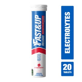 Fast&Up Reload –Strawberry Flavour – 20 Effervescent Tablets – Instant Electrolytes for Rapid Hydration & Energy - Added Vitamin C & B12 for Performance, Wellbeing, Travel & Recovery – Vegan
