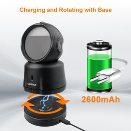 VOTTAN Omni-Directional Desktop Barcode Scanner, Bluetooth + 2.4G Wireless Hands-Free Barcode Reader, 360° Rotating Charging Stand Adjustable Scan Head 2D QR Code Presentation Scanner