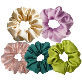 5Pcs Silk Hair Scrunchies, Mulberry Silk Hair Ties for Frizz & Breakage Prevention, 100% Mulberry, No Damage, Elastic Ponytail Holders, Funny Gift for Girlfriend Her Mon Grandma